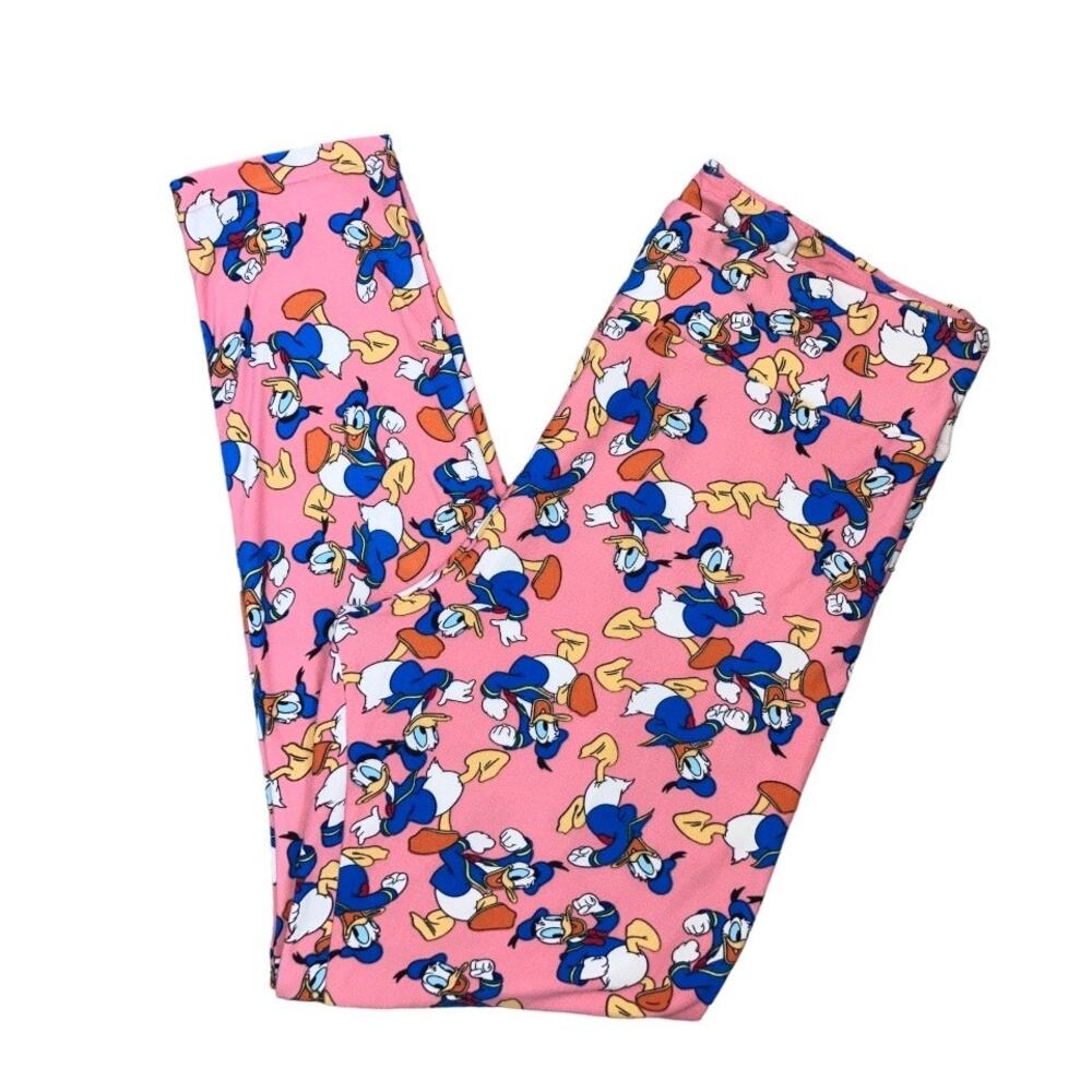 Lularoe Donald Duck Pink Soft Leggings Tall & Curvy